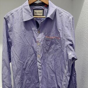 Robert Graham Tailored Slim Fit Mens XL Long Sleeve Button Down Purple Gingham